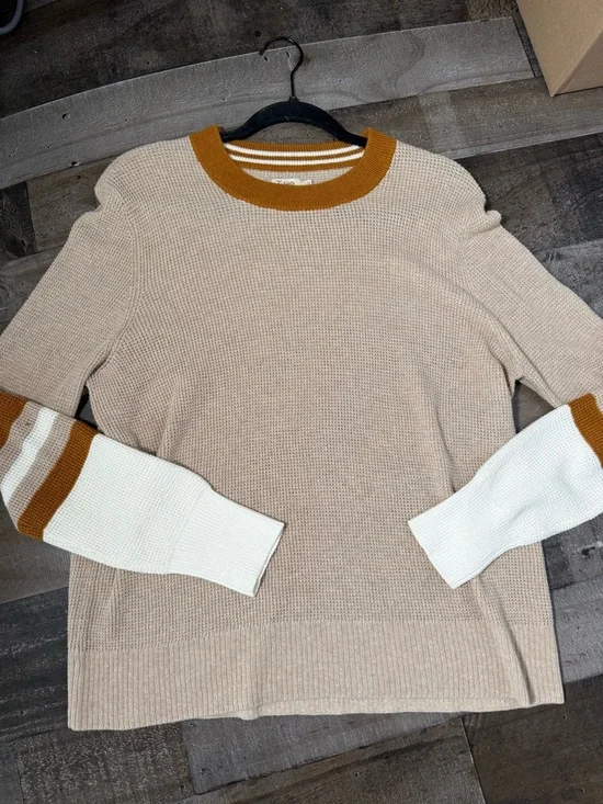 Faherty Colorblock Knit Sweater Coastal Grandpa Chic Varsity Cashmere Blend - Picture 1 of 7